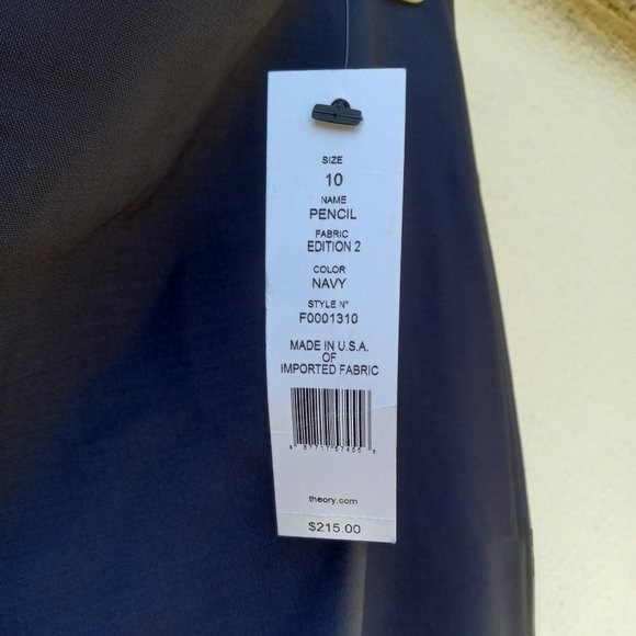 NWT Theory Navy Wool Pencil Skirt Size 10 Career Office Capsule Work Classic - Picture 4 of 15